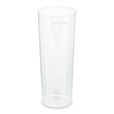 Produktbild von 100x Mehrwegbecher Longdrink transparent PP Eichstriche 2 cl 4cl 0,3l