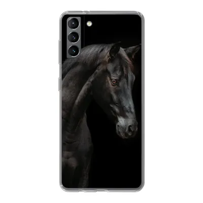 Produktbild von MuchoWow® Handyhülle Schutzhülle Hülle für Samsung Galaxy S21 Plus Pferd - Tier - Schwarz Silikon Softcase Handy Hülle - Handy-Tasche