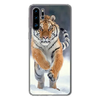 Produktbild von MuchoWow® Handyhülle Schutzhülle Hülle für Huawei P30 Pro Tiger - Landschaft - Schnee - Tiere Silikon Softcase Handy Hülle - Schutzdeckel