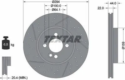 Produktbild von 2x TEXTAR Bremsscheibe 92196703 für MINI Schrägheck (R56) Clubman (R55) 44mm