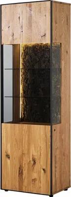 Produktbild von MASSIVMOEBEL24.DE Vitrine Wildeiche 65x45x201 natur geölt STARNBERG #09