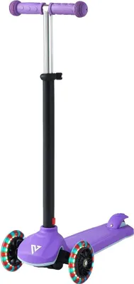 Immagine prodotto di Monopattino per bambini dai 3 anni in su, monopattino a 3 ruote con ruote luminose, manubrio regolabile in altezza, ampia pedana antiscivolo, telaio leggero in alluminio per bambini e bambine fino a 74,8 kg, viola