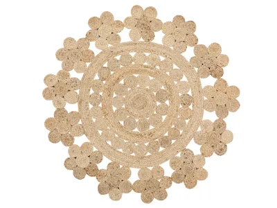 Produktbild von BELIANI Teppich Beige Jute ø 120 cm Kurzflor Orientalisch Maschinengewebt Rund