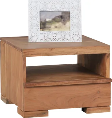 Produktbild von Wohnling Akazie Massivholz Nachtkonsole mit Schublade und Ablage 40 x 40 x 30 cm; WL1.520