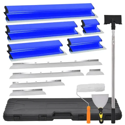 Image de Spatule et grattoir de peinture ergonomiques - Kit de lissage - Lame en acier inoxydable - Pour murs et plafonds - Bleu