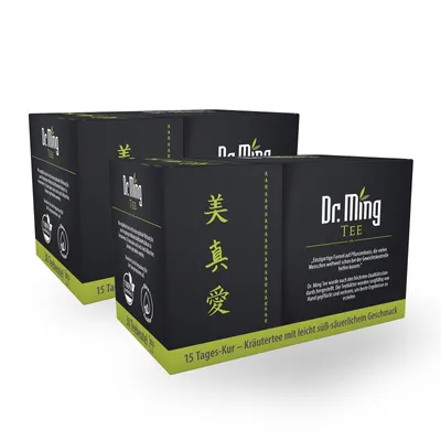 Produktbild von Dr. MING Tee 2er Set, Grüner Tee mit Zitronengras, Bitterorange und Kardamon, 60 Teebeutel, 100% natürlich