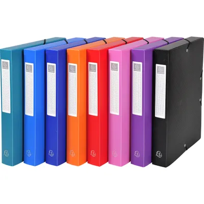 Produktbild von Exacompta 8x Archivbox PP 700µ blickdicht, Rücken 40mm, A4, sortiert, 5970E