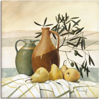 Produktbild von ARTland Leinwandbild Stillleben mit Birnen Größe: 70x70 cm