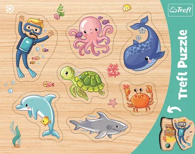 Obrázok produktu pre Trefl, obrysové puzzle s podstavcom, vysúvacie puzzle, podmorský les, pre deti od 2 rokov