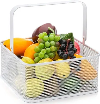 Image de Panier métallique blanc avec poignée