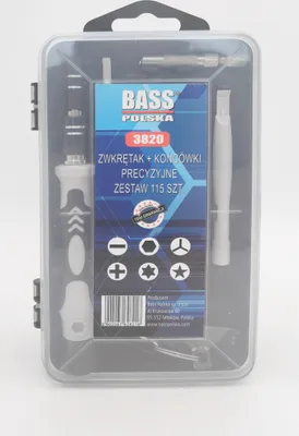 A clear plastic case containing a precision screwdriver set.