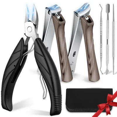 Produktbild von Nagelknipser Set 6-teilig für dicke Nägel, Pediküre Set mit Nagelschere, Nagelzange, Titangrau