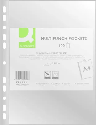 Zdjęcie produktu dla Q-Connect® KF00311 Prospekthüllen Standard - glasklar, 0,05 mm, A4, 100 Stück