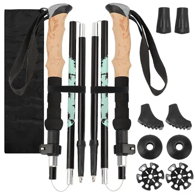 Immagine prodotto di Omgoods - Set di 2 bastoncini da trekking pieghevoli in alluminio