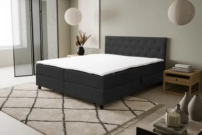 Image de VENASI COCO Lit boxspring 180x200 avec 2 tiroirs de lit H2/H3 Matelas NOIR Cosmic 100