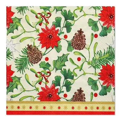Produktbild von Servietten, 3-lagig 1/4-Falz 33 cm x 33 cm "Winterly"
