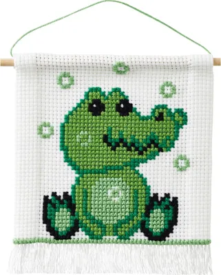 Obrázek produktu pro Sada Permin pro počítaný křížkový steh „Krokodýl“, 16 x 18 cm