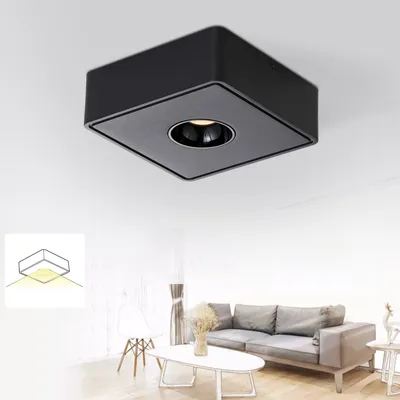 Produktbild von ZMH LED Deckenleuchte Schwarz Aufputz Deckenspots mit 1 Flammig Deckenstrahler Warmweiß Spotleuchte Eckig  7W für Küche Wohnzimmer Esszimmer Korridor Flur