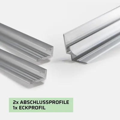 Produktbild von dedeco Aluminium Profilset 2x Abschlussprofil Endprofil & 1x Eckprofil Verbindungsprofil Alu 200cm für 3mm Duschrückwände Wandverkleidung Rückwände