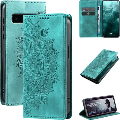 Produktbild von Mandala Handyhülle für Samsung Galaxy S10 RFID Schutz Klapphülle Case Cover Design Schutzhülle Farbe: Türkis