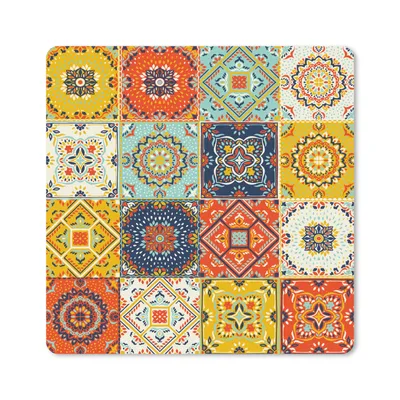 Produktbild von MuchoWow® Mauspad Mousepad Vintage - Blumen - Muster - Weiß - Orange 30x30 cm - Mousepads - Maus Mat - Pad - Mausunterlage - Gaming