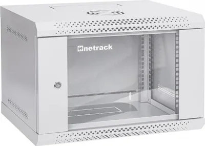 Imagen del producto de Armario de pared Rack de 19", 6U, 400 mm, Netrack Eco-Line, gris, con puertas de cristal