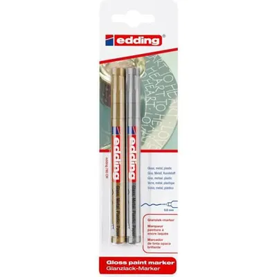 Immagine prodotto di Edding – Pennarello a base di olio 780 da 0,8 mm, oro e argento, confezione blister da 2 pezzi