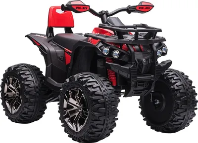 Obrázek produktu pro Elektrická Čtyřkolka Dětská Čtyřkolka 12V S Čelovkou, Usb Port, Hudební Přehrávač Mp3, 3-5 Let, 3-8 Km/H, Kov, Červená