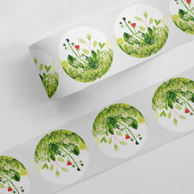Produktbild von 200 Aufkleber Blumen rund Ø 4 cm – Sticker auf Rolle in Aquarell-Optik zum Beschriften