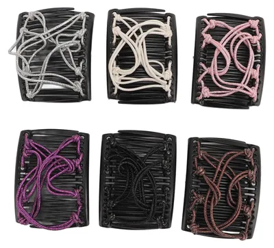 Image de Lot de 6 peignes magiques pour cheveux, accessoires, peigne double extensible, pinces élastiques réglables, adaptés aux cheveux épais, bouclés ou fins