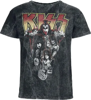 Produktbild von Kiss T-Shirt Herren Band Photo anthrazit Band-Merch, Bands 100% Baumwolle M