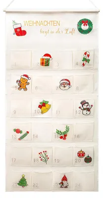 Produktbild von Adventskalender zum Befüllen aus Stoff 100 x 50 cm mit 24 Taschen