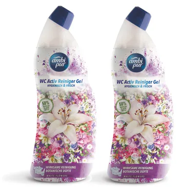 Produktbild von Ambi Pur WC Aktiv Reiniger Gel White Flowers 750ml (2er Pack)