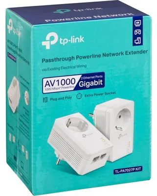 Zdjęcie produktu dla TP-Link TL-PA7027P KIT, 1000 Mbit/s, IEEE 1901, IEEE 802.3, IEEE 802.3u, Typ E / F, Gigabit Ethernet, 10,100,1000 Mbit/s, HomePlug AV2