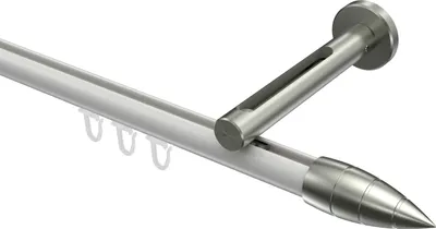Produktbild von Interdeco Innenlaufstange / Gardinenstange mit Innenlauf Weiß / Edelstahl-Optik, Typ Siteno Samanto (Rillenpatrone), 20 mm Ø 1-läufig, 420 cm