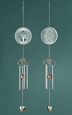 Produktbild von Gilde Klangspiel, "Riposo", Lebensbaummotiv, Edelstahl, silberfarben, L. 10 cm, B. 13 cm, H. 88 cm 65415 4009079654158 2 Stück (2-fach sortiert)