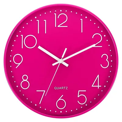 Wanduhr 30 cm, leise, batteriebetrieben, rund, rosa