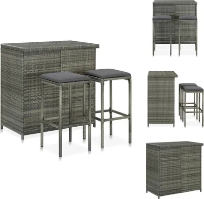 Produktbild von vidaXL 3-tlg. Bar Set Poly Rattan Grau -  Essgruppen