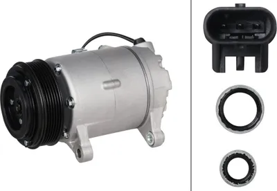 Image de Compresseur de climatisation 12 V, Ø 109,5 mm, HELLA Thermo-Expertise, compatible notamment avec la BMW Série 3