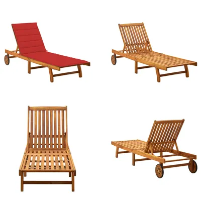 Produktbild von vidaXL Sonnenliege mit Auflage Akazie Massivholz - Sonnenliege - Sonnenliegen - Holz-Sonnenliege - Holz-Sonnenliegen