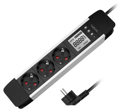 Image de LogiLink LPS285 : multiprise LogiLink avec écran LCD, 3 prises