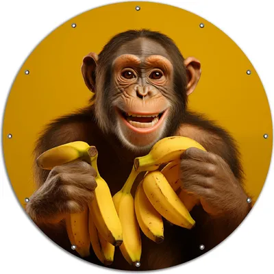 Produktbild von Wallario rundes Outdoor-Poster für Garten oder Balkon, Motiv Glücklicher Bananenfan, 120 cm Durchmesser