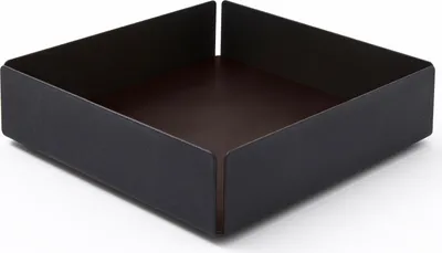 Produktbild von Taschenleerer Struktur aus Schwarzem Stahl cm 14.5 x 14.5 x H.4 - Boden aus Leder Dunkel Braun - Hergestellt in Italien
