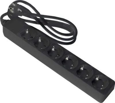 Produktbild von Onlex Basiserdungskabel Mit 6 Steckdosen 1.5 M Schwarz One Size / EU Plug 220V Schwarz One Size
