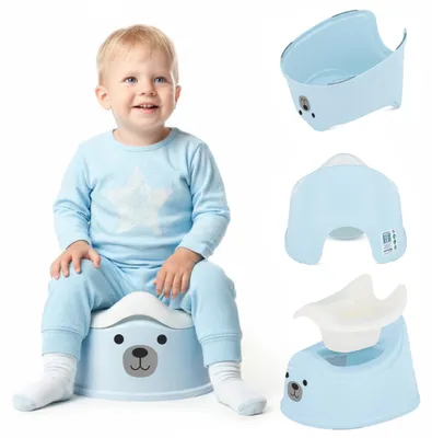 Obrázok produktu pre Nočník pre deti Učiaci sa nočník Toaletný tréner Toaleta pre deti Toaletná nálepka Medveď modro-biely Sun Baby