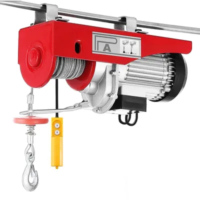 Produktbild von Elektrische Seilwinde - 200 kg Tragkraft - 500 W DC-Motor - 8 m/min Hubgeschwindigkeit - kabelgebundene Fernbedienung - rot