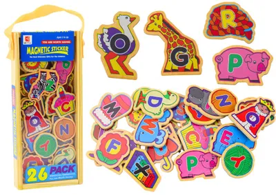 Immagine prodotto di Set di magneti in legno, 26 pezzi - Leantoys