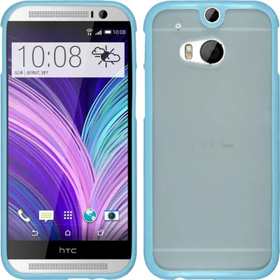 Produktbild von PhoneNatic Case kompatibel mit HTC One M8 - Hülle blau Frame Hard-case + 2 Schutzfolien