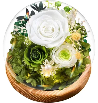 Productafbeelding van Eeuwige Infinity rozen in een glazen vaas met verlichting | Geconserveerde bloemen met cadeauverpakking | Wit | Decoratie & Cadeau