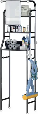 Produktbild von Toilettenaufsatzregal - Freistehendes Badregal - 3-stöckiges Metallregal - Platzsparender Organizer - Für Bad Und Waschküche - Schwarz